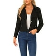 thumbnail image 1 of Chaquetas de ante sintético para mujer INSPIRE CHIC, con solapa, estilo moto, biker, color negro, talla L, 1 of 5