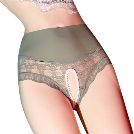 Blphud Clearance Panties for Women Briefs for Women plus Size Sexy Floral Lace Panties High Waist Lace Open Crotch Panty Puberty Underwear Soft Breathe Panties Ladies Sexy Green XL