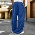thumbnail image 4 of Mens Joggers, Loose Fit Wide Leg Sweatpants, Elastic Waist Casual Daily Jogger Trousers With Pockets Royal Blue L, 4 of 5
