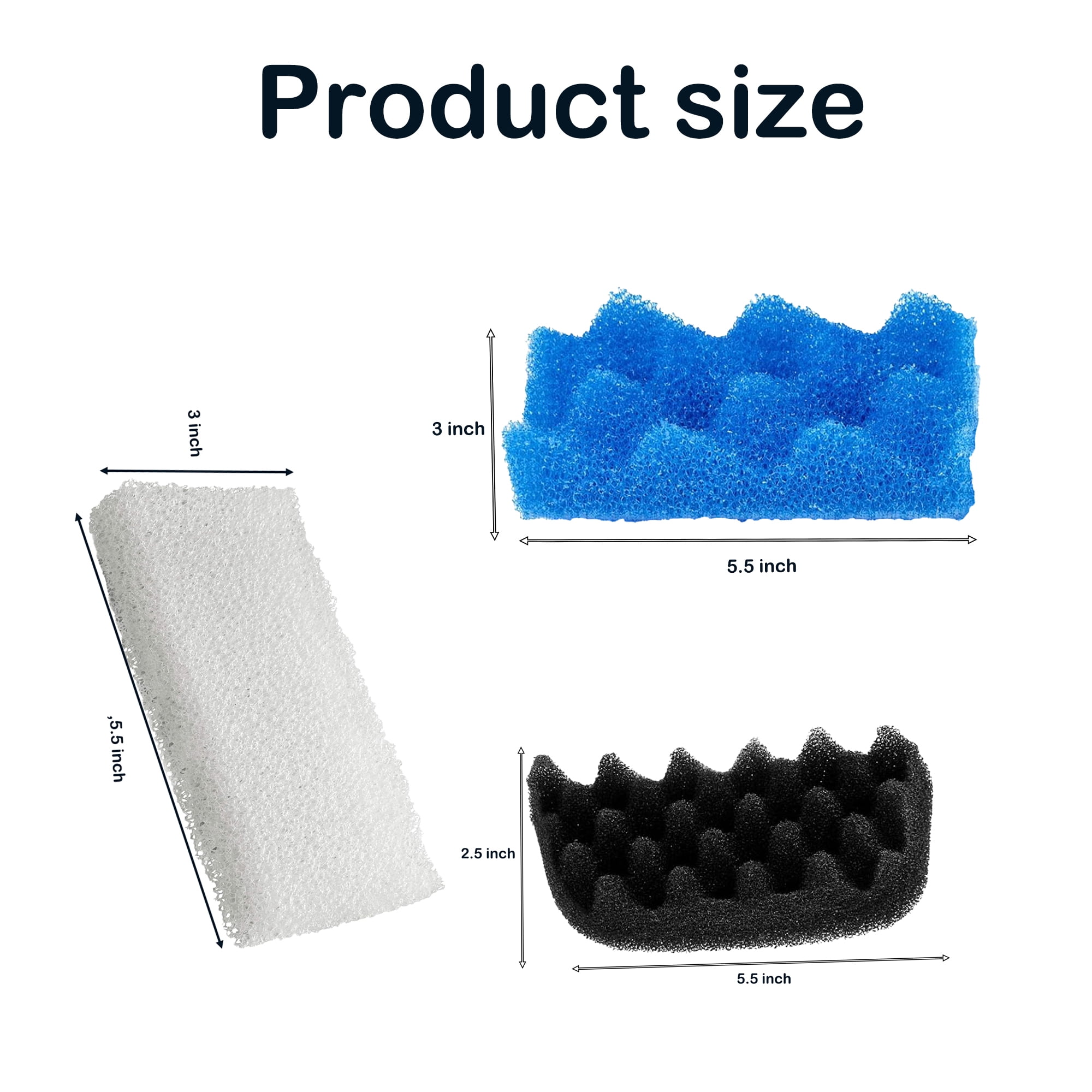 Genligt Aquarium Bio Sponge Foam Max Filter Pads Pack Compatible with Fluval 106, 107, 12 Pack