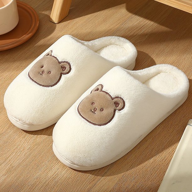 QYCKABY Zapatillas de algodón de felpa cálidas de invierno para mujer, suela gruesa, calzado de interior para el hogar, diseño de moda, suaves y elegantes, pantuflas de piel para exteriores