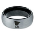 thumbnail image 2 of Tungsten Minnesota North Star State Heart Band Ring 8mm Men Women Comfort Fit Black Dome Brushed Gray Polished, 2 of 4