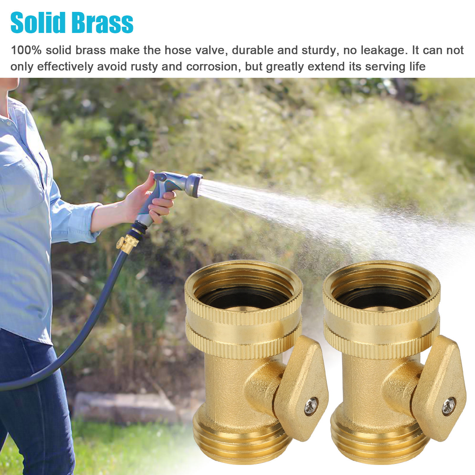 2/4PCS Brass Garden Nozzle Hose Connector Shut off Water Pipe Solid Valves Tools 