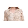 thumbnail image 2 of Calvin Klein Women's Printed Ruffle Trim Long Sleeve Blouse Brown Size X-Large, 2 of 3