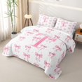 thumbnail image 3 of Manfei Girly Bowknot Twin Quilt Set For Kids,Pink Cute Letter T Initial Print Twin Coverlet Set,2 Pieces, 3 of 7