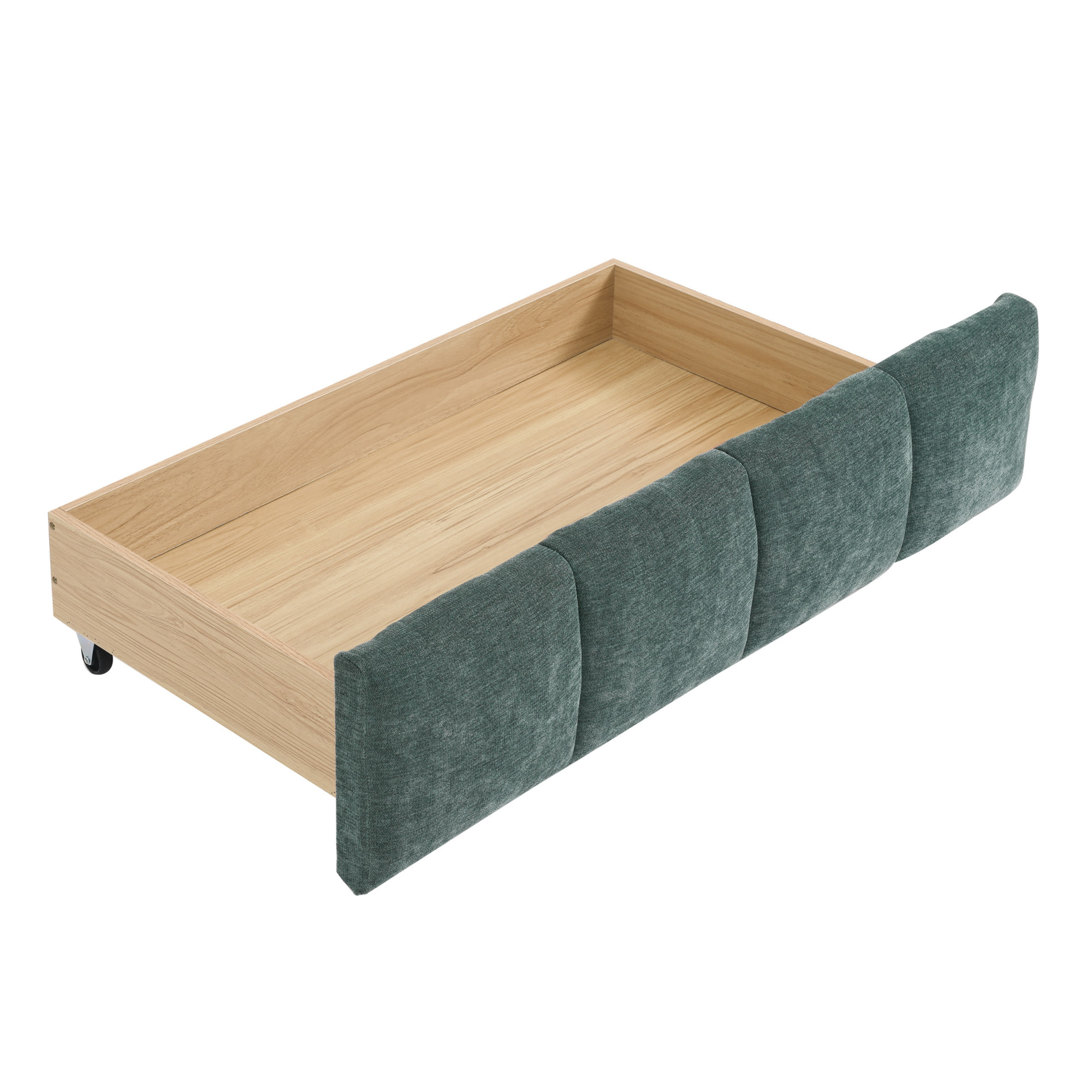 Noble House Lornic 91" California King Upholstered Bed, Chenille Grounded Platform Bed with Storage Drawer, Green