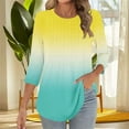 thumbnail image 2 of snilers 3/4 Sleeve T Shirts for Women Crewneck Pleated Tunic Tops Going Out Outfits Dressy Casual Loose Blouses, 2 of 5