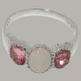 thumbnail image 4 of LBG British Made 18k White Gold Natural Opal & Pink Tourmaline Womens Promise Ring - 33 size options - Size 10.75, 4 of 7
