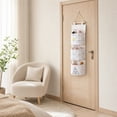 thumbnail image 4 of Wall Hanging Pocket Organizer, 3-Pocket, 21.6 x 7.4 in, Cloth, Diamond Dot, Compact Two- or Three-Pocket Format for Bedrooms and Bathrooms, Beige, 4 of 7