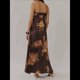 thumbnail image 5 of Vestido Maxi Floral para Mujer, Sin Mangas, Espalda Descubierta, Corte A, , Fluido, con Espalda Hueca y Tirantes Finos Marrón L, 5 of 8