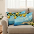 thumbnail image 2 of Summer Lemon Outdoor Waterproof Pillow Covers, Coastal Ocean Beach Mountain Town Decorative Rectangle Throw Pillowcase Sofa Cushion Sham for Patio/Couch/Chair, 20"x12" 2 Pack, 2 of 8