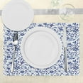 thumbnail image 3 of Ambesonne Blue Place Mats Set of 8, Modern Flowers Leaves Buds, Placemat 8 pcs, Pale Blue Navy Blue, 3 of 5