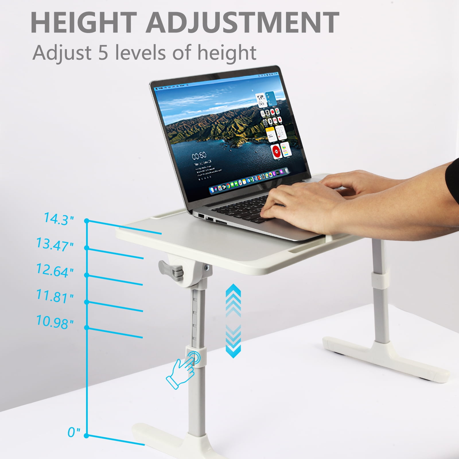 PHANCIR Height & Angle Adjustable Lap Desk, Laptop Stand Bed Tray, Foldable Laptop Desk for Couch Sofa Floor, Gray
