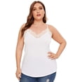 thumbnail image 2 of Camisola sin mangas con escote en V y ribete de encaje con tirantes finos para mujer, 2 of 6