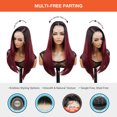 thumbnail image 3 of GLAM21USA HD LACE Front Wig Straight 13X6 Deep Transparent Lace Frontal Wigs 23 Inch Human Hair & Synthetic Master Blend Swiss Lace Curly Long Wig - Athena (OET1B/BURG), 3 of 6