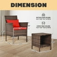 thumbnail image 3 of Tappio 3 Piece Patio Conversation Bistro Set Outdoor Chat Furniture, Porch Balcony Furniture Set,Wicker Chairs and Storable Table Set for Patio Balcony Backyard Apartment, Brown/Red, 3 of 8