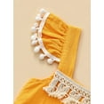 thumbnail image 5 of Infant Baby Girl Summer Jumpsuit, Fly Sleeve Square Neck Tassel Decoration Bodysuit with Bow Belt, 5 of 9