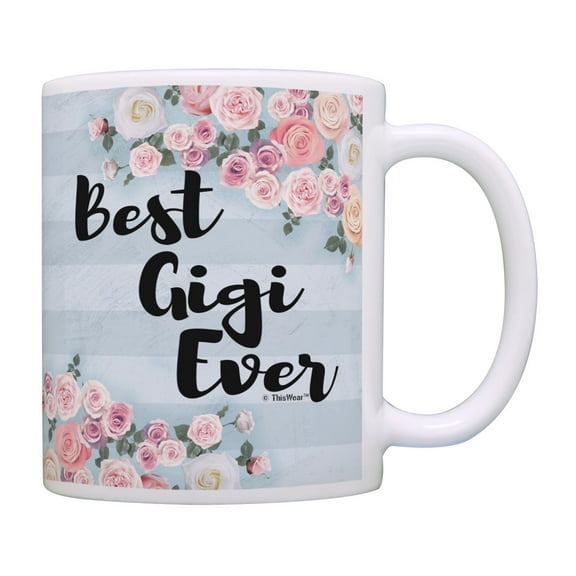 ThisWear Grandma Gigi Gifts Best Gigi Ever Gifts Gigi Mug Grandmother Coffee Mug Floral and Stripes