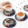 thumbnail image 3 of KLL Drink Coasters Set Round Shape of 4,PU Leather Absorbent Coasters Set Decorative Coffee Cup Coasters Housewarming Gift for Home Decor-Surreal Bald Eagle Gentleman, 3 of 5