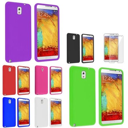 INSTEN 7x Silicone Skin Case+Clear Screen Protector For Samsung Galaxy Note 3 N9000