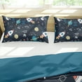 thumbnail image 4 of Psoiuetr Galaxy Comforter Set Space Rocket Blue Bedding Set for Girls Boys Kids Teens Queen Size with 1 Comforter 2 Pillowcases, 4 of 5