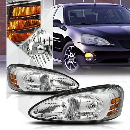 Chrome Housing Headlight Amber Signal Reflector For 04 08 Pontiac Departments