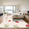 thumbnail image 3 of ODIKA 5'x7' Machine Washable Non-Slip Area Rug, Wavy Checkered Design with Playful Strawberry and Blossom Details High Traffic Rug, Beige, 904561, 3 of 7