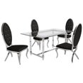 thumbnail image 1 of 5pc. 68" x 40" Glass Dinette Set with 4 Chairs and Silver Stainless Steel, 1 of 3