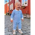 thumbnail image 6 of Cjfdfy Cute Baby Boy Spring Fall Winter Clothes Bewborn Baby Boy Going Home Outfit 0 3 6 12 18 Months Textured Collared Romper Long Sleeve Half Button-up One Pieces Jumpsuit, 6 of 9