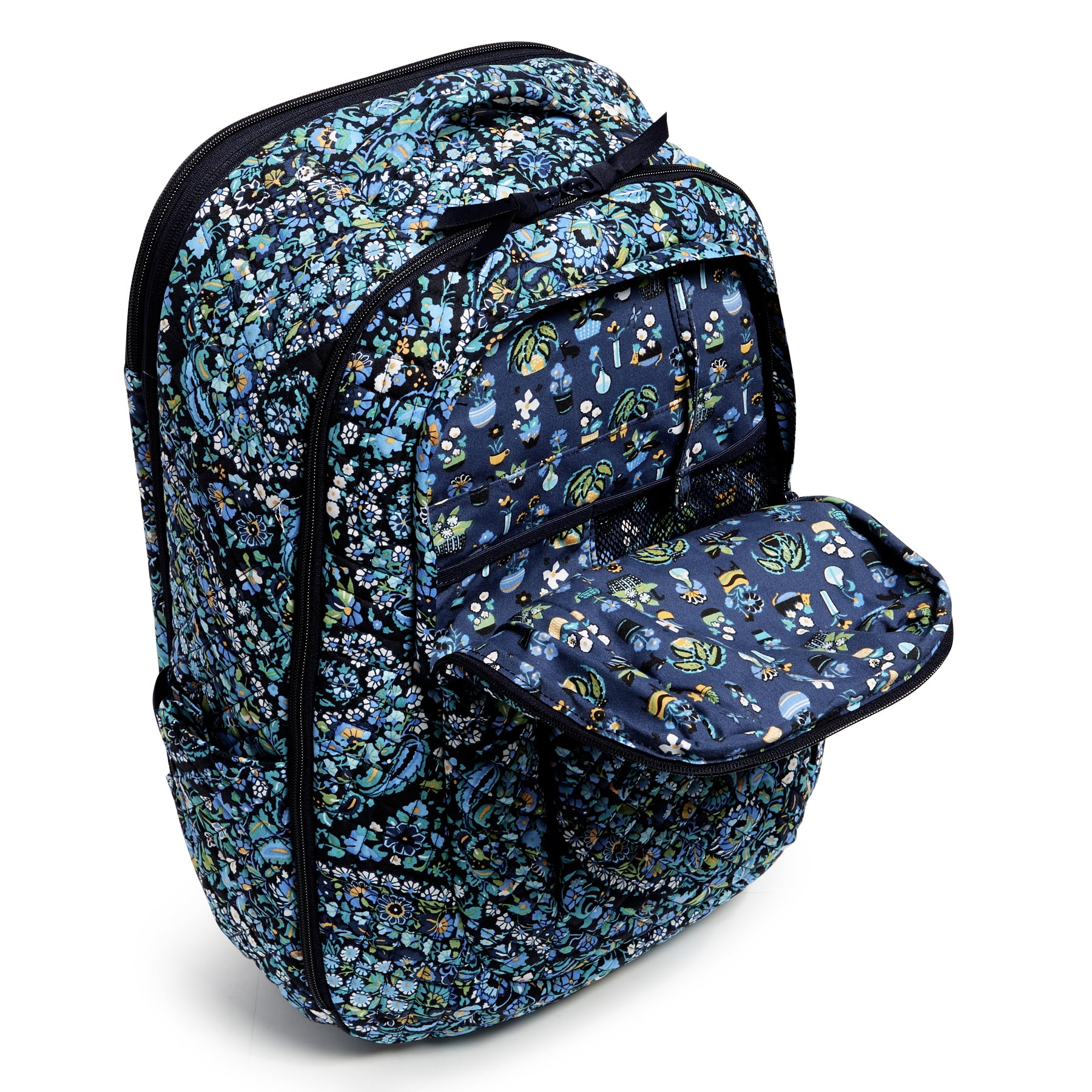 Vera Bradley Women's Cotton Large Travel Backpack Perennials Gray