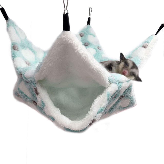 Hamaca pequeña para jaula para mascotas, hamaca con litera y planeador de azúcar, accesorios para jaula de cobaya, ropa de cama, hamaca cálida para loro, hurón, ardilla, hámster, rata jugando