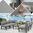 thumbnail image 5 of YODOLLA 7 piece Outdoor Patio furniture Set Clearance Metal Patio Sectional Sofa Set on sale with Grey Cushions and 30" Fire Pit Table, 5 of 9