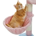 thumbnail image 4 of Pefilos 47" Cat Tree House for Indoor Cats, Cat Condo with Sisal Scratching Posts, Cat Tower with Pink Top Perch for Kittens, Blue, 4 of 12