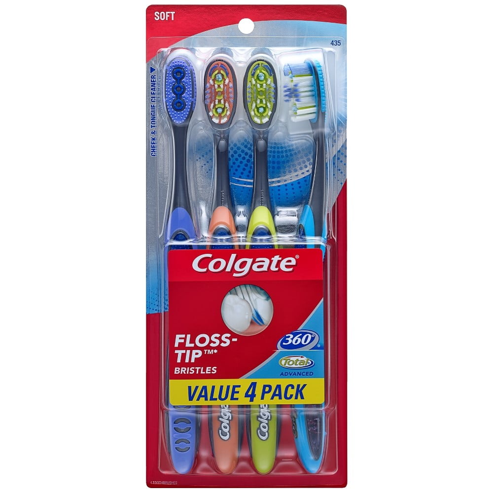 Colgate 360 Total Advanced FlossTip Manual Toothbrush with Tongue and