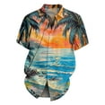thumbnail image 4 of Men Hawaiian Shirt Short Sleeves Printed Button Down Shirts Summer Beach Mens Shirts Clearance 20-Saffron 3XL, 4 of 5