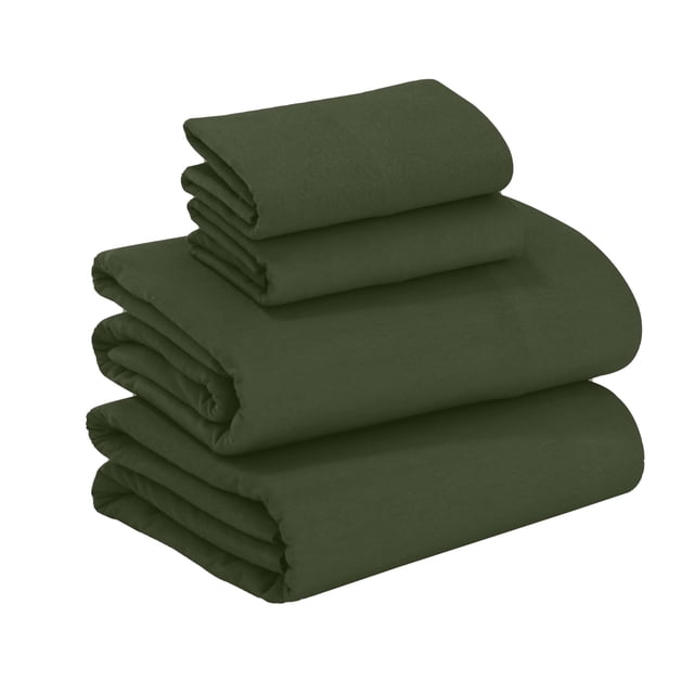 Sábanas de franela RUVANTI, 100% algodón, tamaño doble, 3 piezas, verde oliva