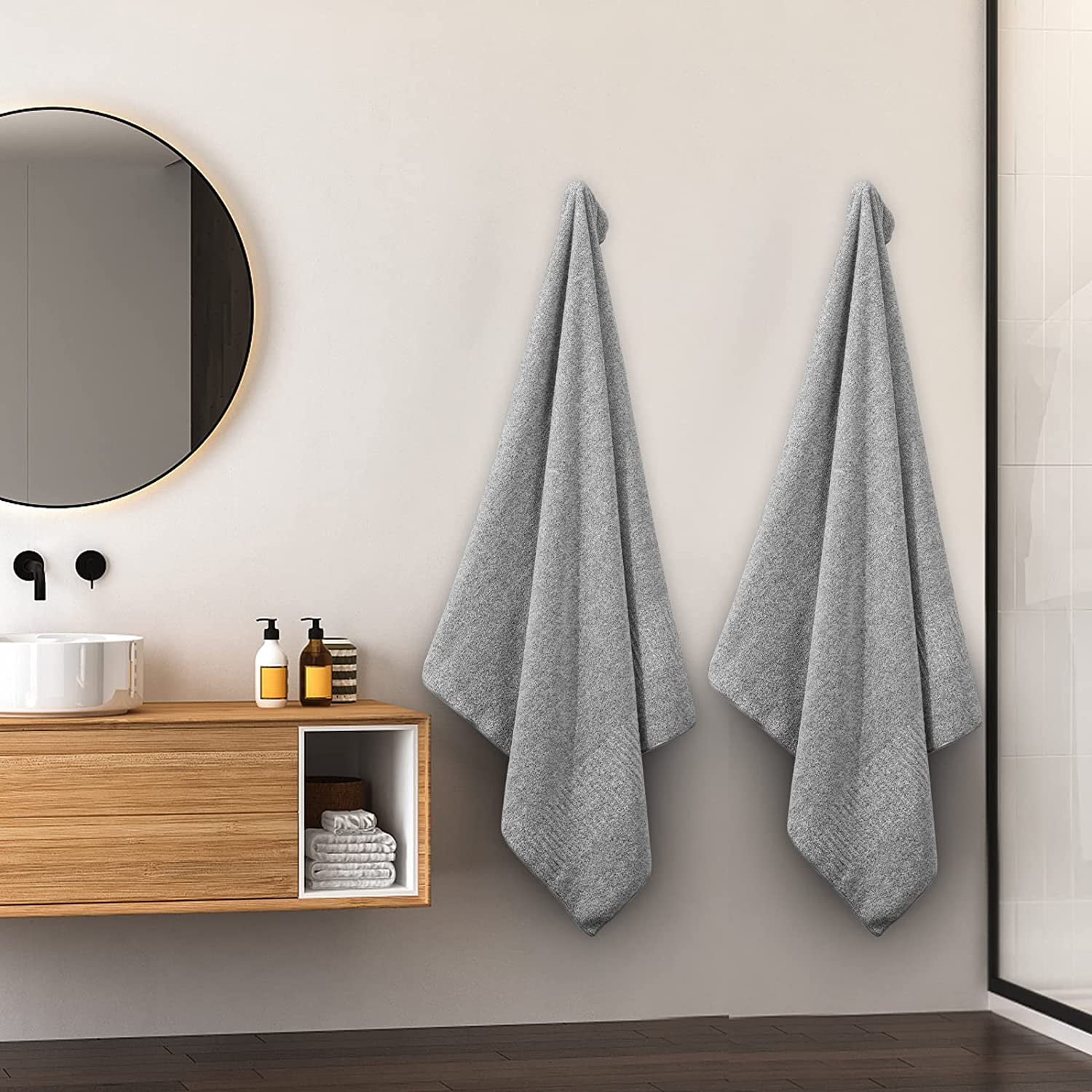 Bath Towels, Extra Absorbent & Quick Drying Towels for Bathroom, Viscose Made from Bamboo Soft Bath Sheet (35 x 63inch), Premium Towel 2 Count SEISSO