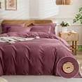 thumbnail image 1 of Cotton Duvet Cover Queen Size Pinstriped Comforter Cover with Button Washed Cotton Breathable Soft Solid Bedding Set Duvet Cover ×in & Pillowcases (NO Comforter), 1 of 9