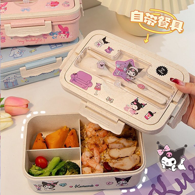 Childrens Lunch Box Cinnamoroll My Melody Cartoon Bento Boxes with 2 Compartments, Blue