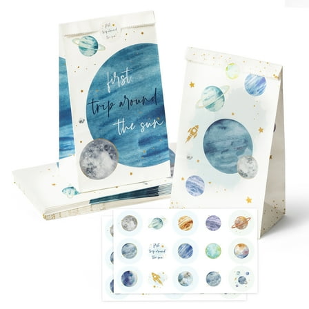 26 Piece Solar System Paper Gift Bags For Birthday Baby Shower Party Supplies
