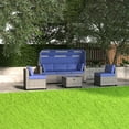 thumbnail image 2 of 6 Pieces Outdoor Patio , Daybed With Retractable Canopy, Adjustable , Chaise Sunbed For Garden Poolside, Sunproof And Waterproof 6 Furniture, ,, 2 of 3