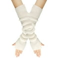 thumbnail image 1 of Guantes de lana de otoño e invierno para mujer, cálidos, de color sólido, acrílico, con brazo alargado, manga larga para usar con los dedos, a la moda, 1 of 6