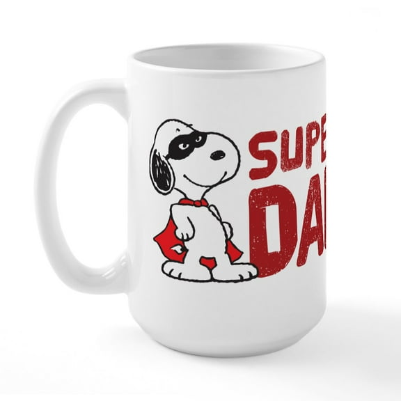 CafePress - Peanuts: Super Dad Large Mug - 15 oz Ceramic Large White Novelty Mug
