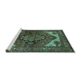 thumbnail image 2 of Ahgly Company Machine Washable Indoor Round Persian Turquoise Blue Traditional Area Rugs, 6' Round, 2 of 4