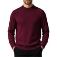 thumbnail image 2 of Zylanna Men Mock Neck Sweater, Soft Solid Color Long Sleeve Warm Pullover Knit Jumper for Daily Wear Wine, 2 of 8