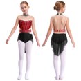 thumbnail image 2 of iiniim Girls' Gymnastic Tutu Skirt Modern Figure Skating Dance Dress Ballet Dancwear Burgundy&Black 6, 2 of 7