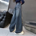thumbnail image 4 of Jean for Girls Star Jeans Straight Leg Jeans Wide Leg Jeans Girls High Waist Girls Baggy Pants with Pockets 6-7 Years Girl Clothes, 4 of 8