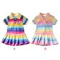 thumbnail image 5 of Actoyo Kids Little Girl Cartoon Bunny Stripe Short Sleeve Dress Rainbow Skirt Size 1-6Years, 5 of 5