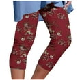 thumbnail image 2 of Black*Friday Discounted Items under $5 LEBONYARD Women's High Waisted Yoga Capris with Pockets,Womens Athletic Cropped Pants Floral Printing Casual Elastic Waist Beach Pants Red XXXXXL, 2 of 5
