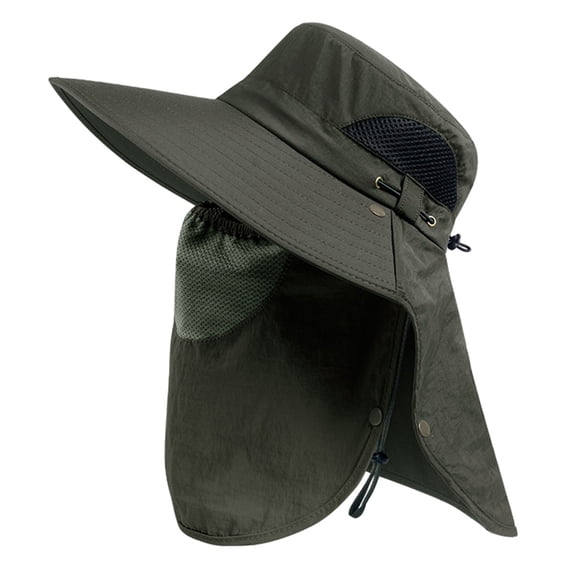 Gtoiithly Unisex Hiking Sun Hat - UPF 50 Wide-Brimmed Hat with Neck Flap, for Hiking or Casual Outing Green